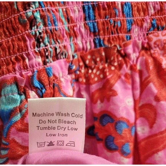 Tuckernuck Pink Floral Smocked Dress Ruffle Sleeve Tiered Midi Cotton XL - Picture 7 of 10